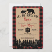 Flannel Adventure Bear Baby Shower Einladungen (Vorderseite)