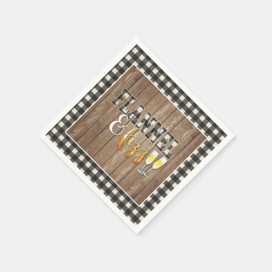 Flannel and Fizz Paper Napkin - Weiß - Holz Serviette (Ecke)