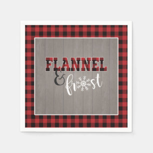 Flannel and Frost Paper Napkin - Rot - Graues Holz Serviette