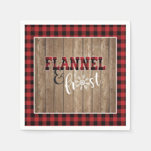Flannel and Frost Paper Napkin - Rot - Holz Serviette