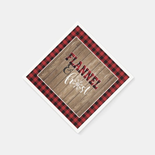 Flannel and Frost Paper Napkin - Rot - Holz Serviette (Ecke)