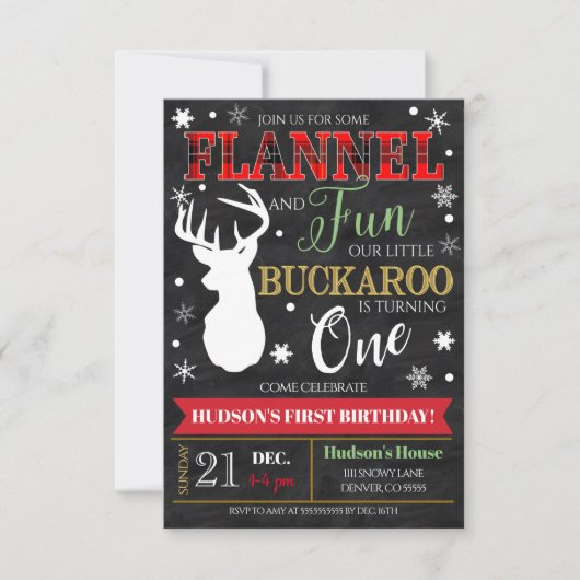 Flannel and Fun Boy First BItday Party Einladung (Vorderseite)