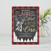 Flannel and Fun First Birthday Einladung (Stehend Vorderseite)