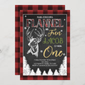 Flannel and Fun First Birthday Einladung (Vorne/Hinten)