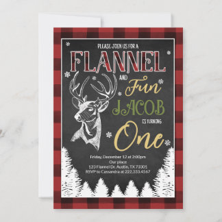 Flannel and Fun First Birthday Einladung