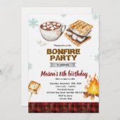 Flannel bonfire party invitation einladung (Vorne/Hinten)
