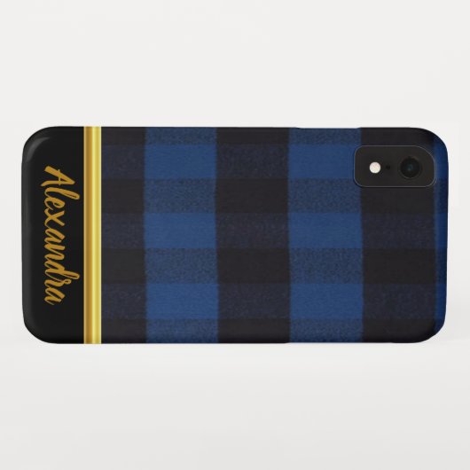 Flannel Buffalo Kariert Blue Lumberjack Textur Case-Mate iPhone Hülle (Rückseite (Horizontal))
