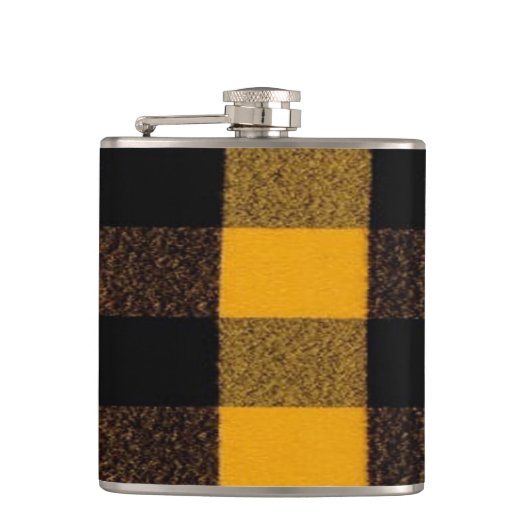 Flannel Buffalo Kariert Gelbe Lumberjack-Textur Flachmann (Vorderseite)