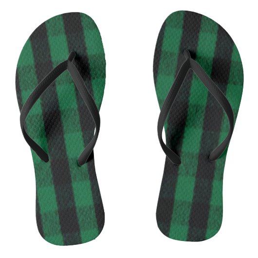 Flannel Buffalo Kariert Grüne Lumberjack-Textur Badesandalen (Fußbett)