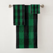 Flannel Buffalo Kariert Grüne Lumberjack-Textur Badhandtuch Set (Insitu)