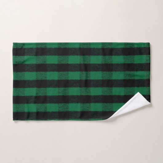 Flannel Buffalo Kariert Grüne Lumberjack-Textur Badhandtuch Set (Handtuch)