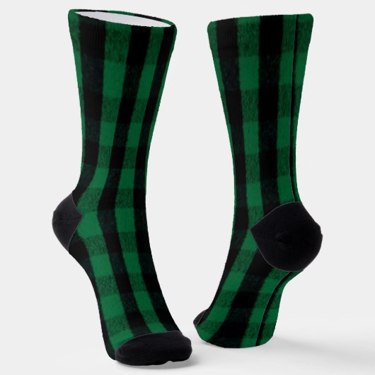 Flannel Buffalo Kariert Grüne Lumberjack-Textur Socken (Gewinkelt)