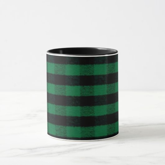 Flannel Buffalo Kariert Grüne Lumberjack-Textur Tasse (Zentrum)