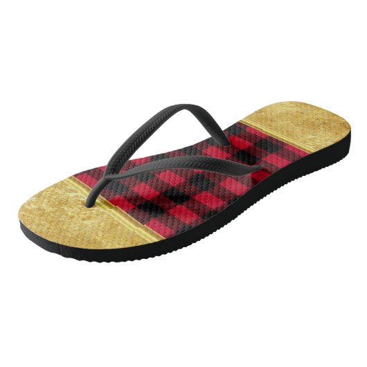 Flannel Buffalo Karierte Lumberjack-Textur Badesandalen (Schrägansicht)