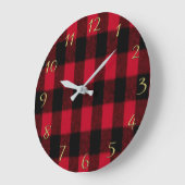 Flannel Buffalo Plaid Red lumberjack texture 1 Große Wanduhr (Winkel)