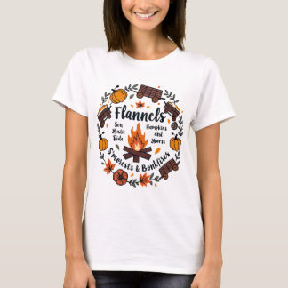 Flannel Fall Shirt, Pumpkins Hayrides Bonfire T-Shirt