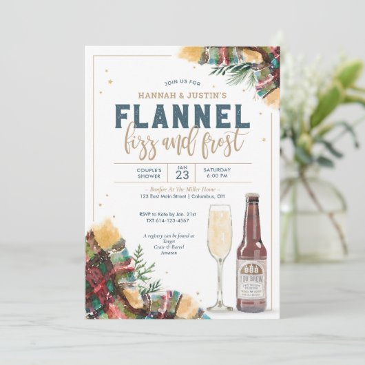 Flannel Fizz and Frost Couples Dusche Einladung (Stehend Vorderseite)