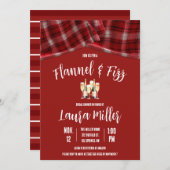 Flannel & Fizz, Kariert, Champagner-Brautparty Einladung (Vorne/Hinten)