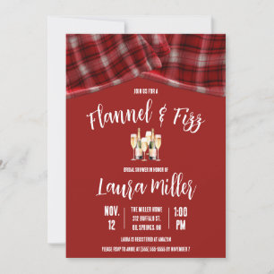 Flannel & Fizz, Kariert, Champagner-Brautparty Einladung