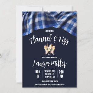 Flannel & Fizz, Kariert, Champagner-Brautparty Einladung