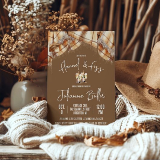 Flannel & Fizz, Kariert, Champagner-Brautparty Einladung