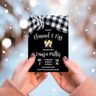 Flannel & Fizz, Kariert, Champagner-Brautparty Einladung
