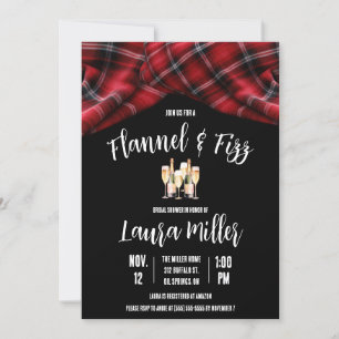 Flannel & Fizz, Kariert, Champagner-Brautparty Einladung