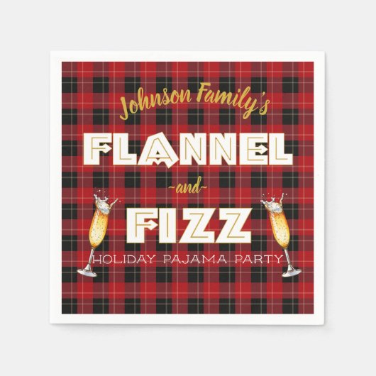 Flannel & Fizz| Kariertes Party Red & Black Buffal Serviette (Vorderseite)