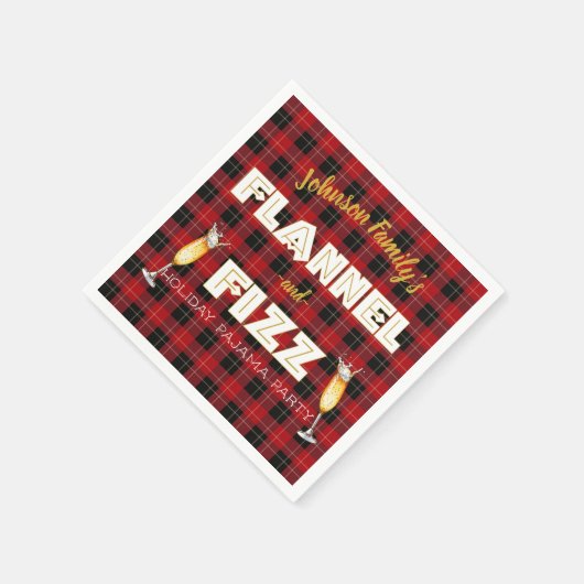 Flannel & Fizz| Kariertes Party Red & Black Buffal Serviette (Ecke)