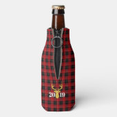 Flannel & Fizz Red|Black Kariert|Gold Foil Urlaub Flaschenkühler (Flasche Rückseite)