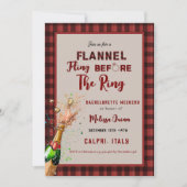 Flannel & fizz Winter rot & schwarz Bachelorette Einladung (Vorderseite)