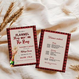 Flannel & fizz Winter rot & schwarz Bachelorette Einladung