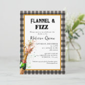 Flannel & fizz Winter Schwarz & Weiß Brautparty Einladung (Stehend Vorderseite)