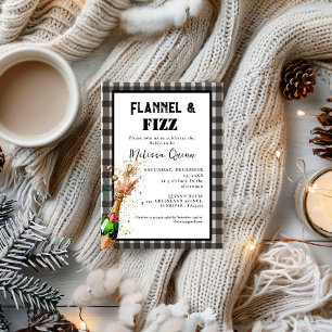 Flannel & fizz Winter Schwarz & Weiß Brautparty Einladung
