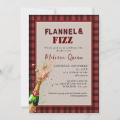 Flannel & fizz Winterrot & schwarz Brautparty Einladung (Vorderseite)