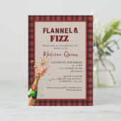 Flannel & fizz Winterrot & schwarz Brautparty Einladung (Stehend Vorderseite)