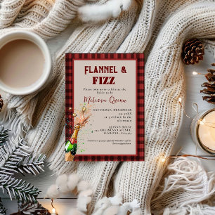Flannel & fizz Winterrot & schwarz Brautparty Einladung