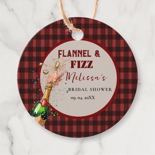 Flannel & fizz Winterrot & schwarz Brautparty Geschenkanhänger (Vorderseite)