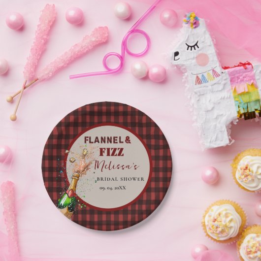 Flannel & fizz Winterrot & schwarz Brautparty Pappteller (Party)