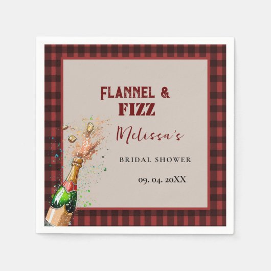 Flannel & fizz Winterrot & schwarz Brautparty Serviette (Vorderseite)