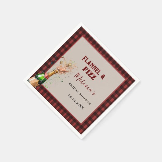 Flannel & fizz Winterrot & schwarz Brautparty Serviette (Ecke)