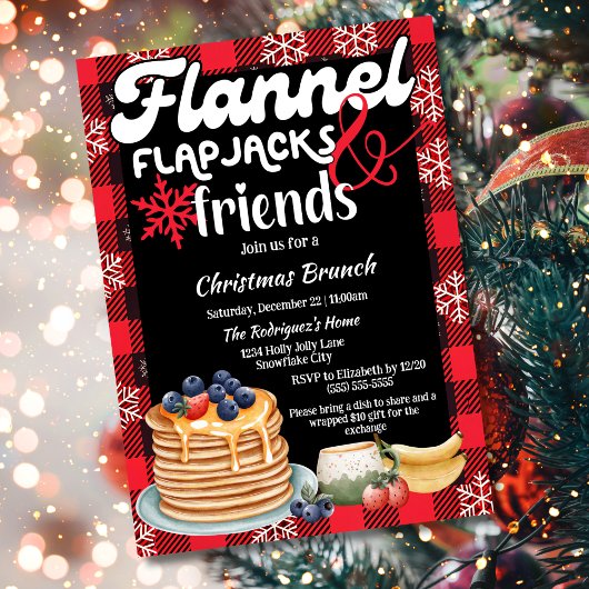 Flannel Flapjacks and Friends Weihnachtsbrunch Einladung