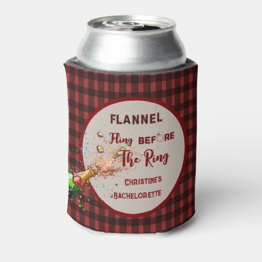 Flannel Fling vor der Ring rot kariert Bachelorett Dosenkühler (Kanne Rückseite)
