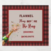 Flannel Fling vor der Ring rot kariert Bachelorett Schaumweinetikett (Einzelnes Label)