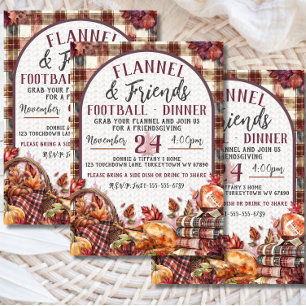 Flannel & Friends Football Friendsgiving Dinner Einladung