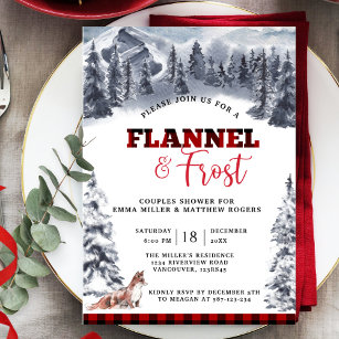 Flannel & Frost Paare Dusche, Berge und Fuchs Einladung