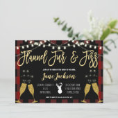 Flannel Fur und Fizz Party Einladung (Stehend Vorderseite)