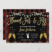 Flannel Fur und Fizz Party Einladung (Vorne/Hinten)