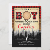 Flannel Lumberjack Babydusche Einladung (Vorderseite)
