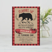 Flannel Lumberjack Einladung 1. oder 2. Geburtstag (Stehend Vorderseite)